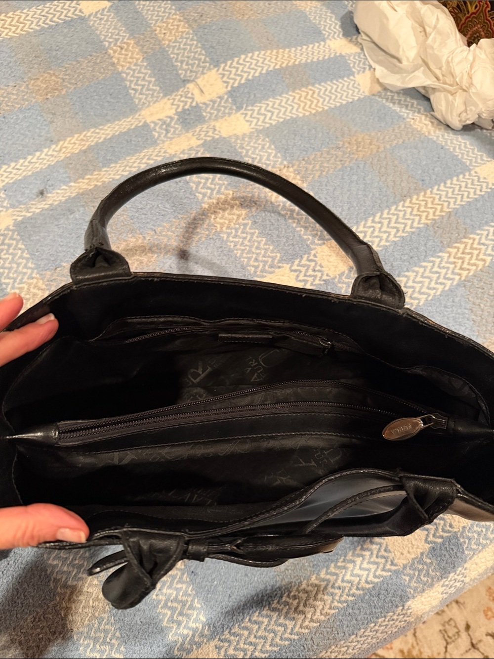 Furla Classic Black Leather Tote with Buckle Detail - Picture 5 of 16